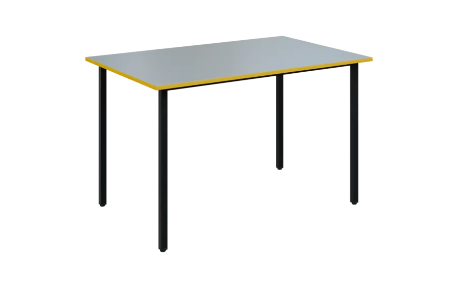 JSB 120N Jídelní stůl 1200 x 800 mm, deska šedá s hranou žlutá odio / podnož černá